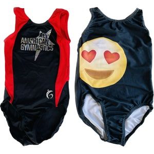 GARLAND | L / CL | Girls Dance Gymnastics Heart Emoji Leotard Tank Lot of 2